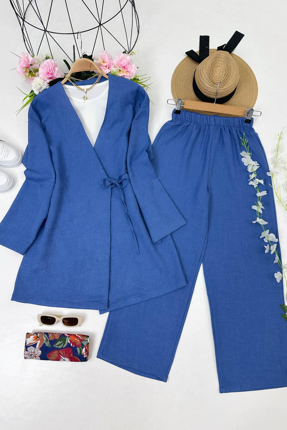 SEVGİ YANDAN BAGLAMALI PANTOLONLU TAKIM