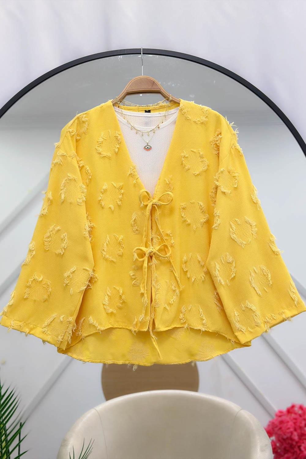 PÜSKÜL  DETAYLI KİMONO