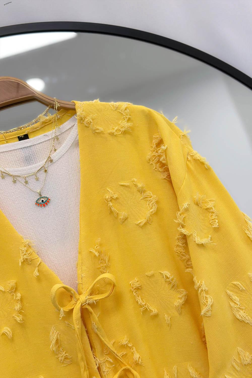 PÜSKÜL  DETAYLI KİMONO