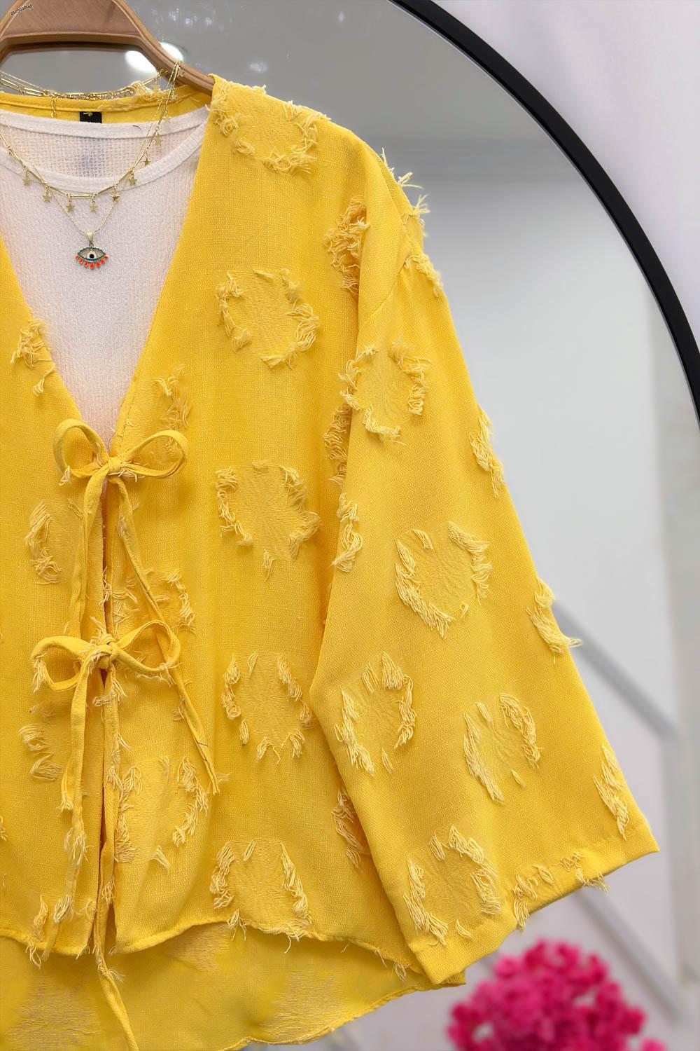 PÜSKÜL  DETAYLI KİMONO