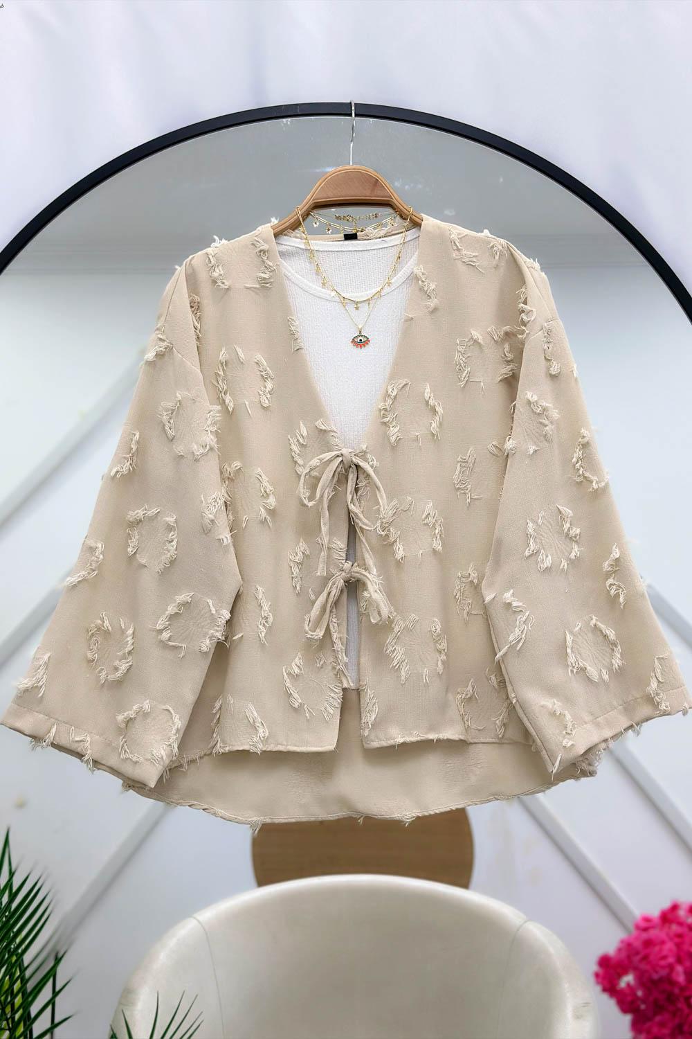 PÜSKÜL  DETAYLI KİMONO