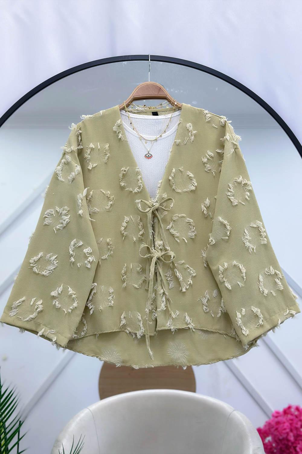 PÜSKÜL  DETAYLI KİMONO