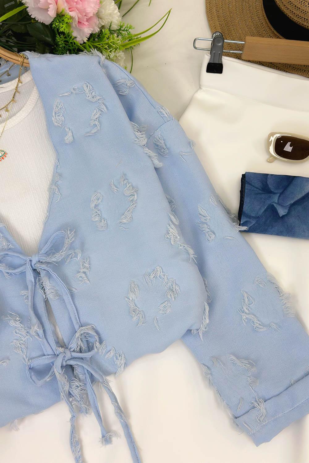 PÜSKÜL  DETAYLI KİMONO