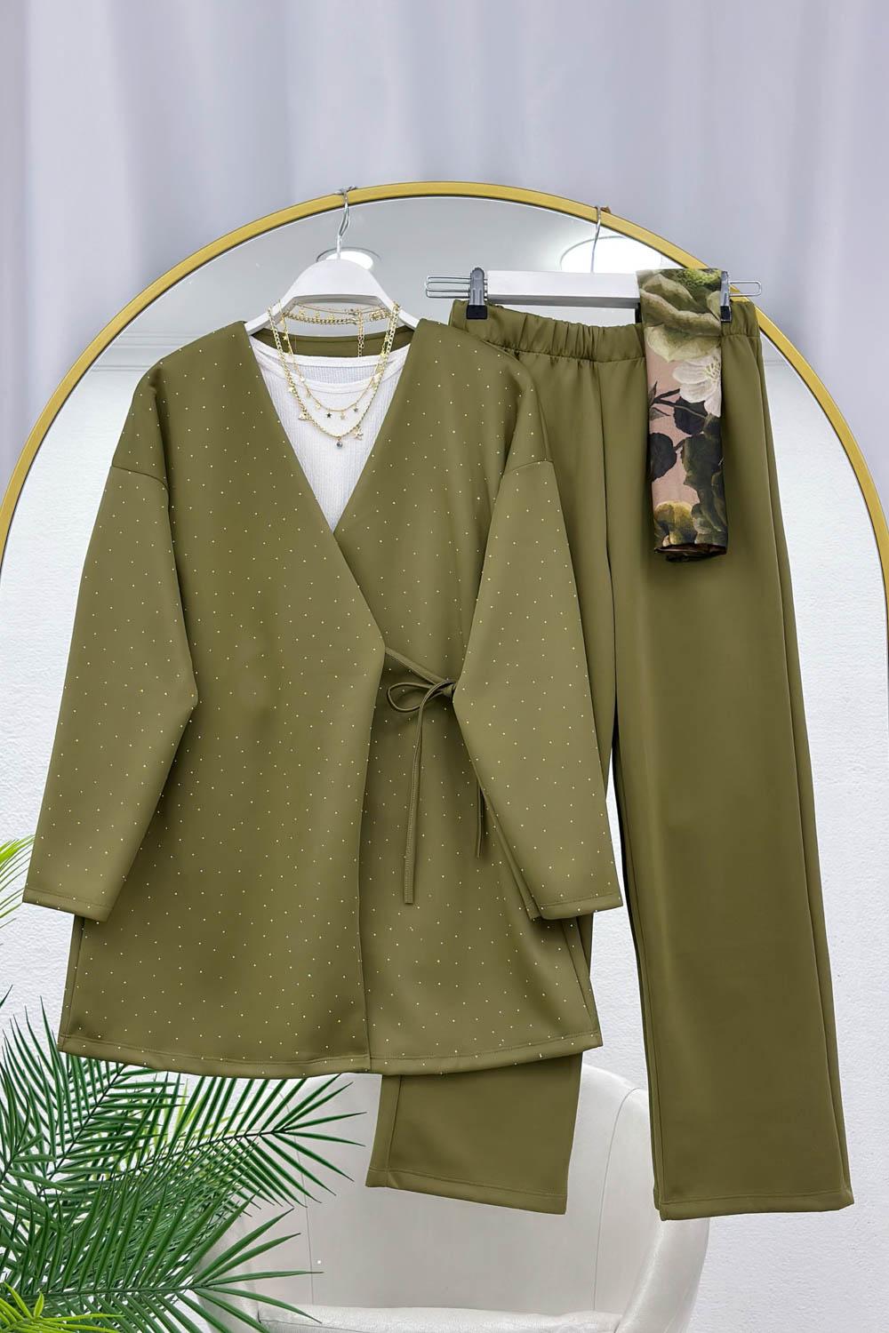 KİMONO SERPME TAŞLI KADIN TAKIM