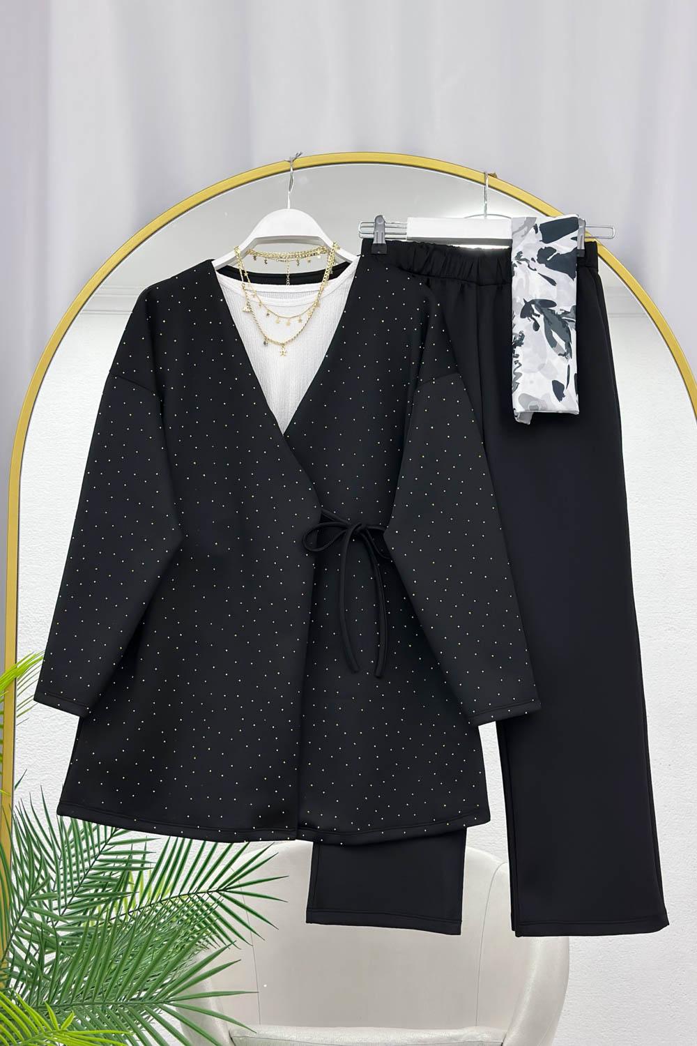 KİMONO SERPME TAŞLI KADIN TAKIM