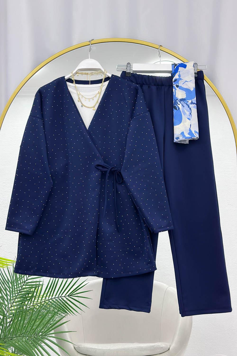 KİMONO SERPME TAŞLI KADIN TAKIM