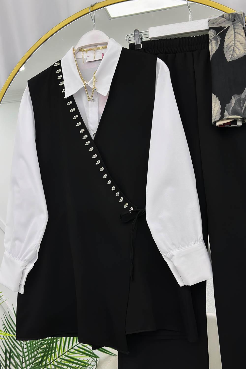 SIRATAŞ İŞLEMELİ KREP ÜÇLÜ TAKIM