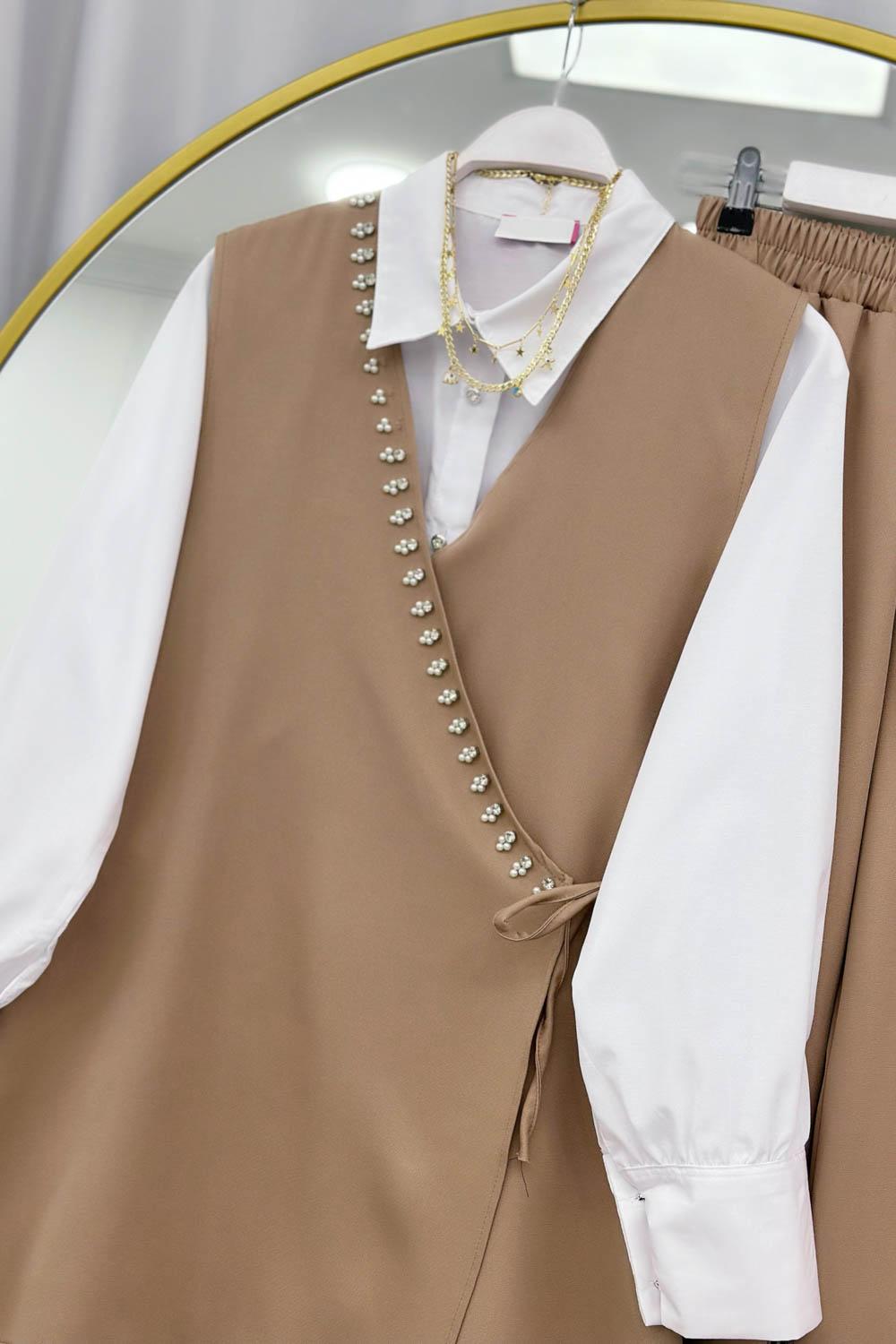 SIRATAŞ İŞLEMELİ KREP ÜÇLÜ TAKIM