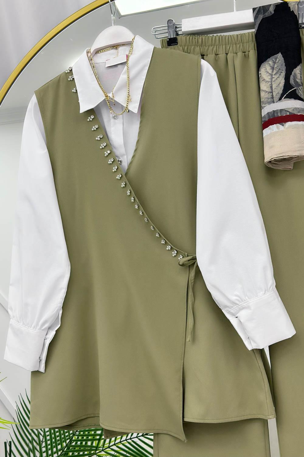 SIRATAŞ İŞLEMELİ KREP ÜÇLÜ TAKIM