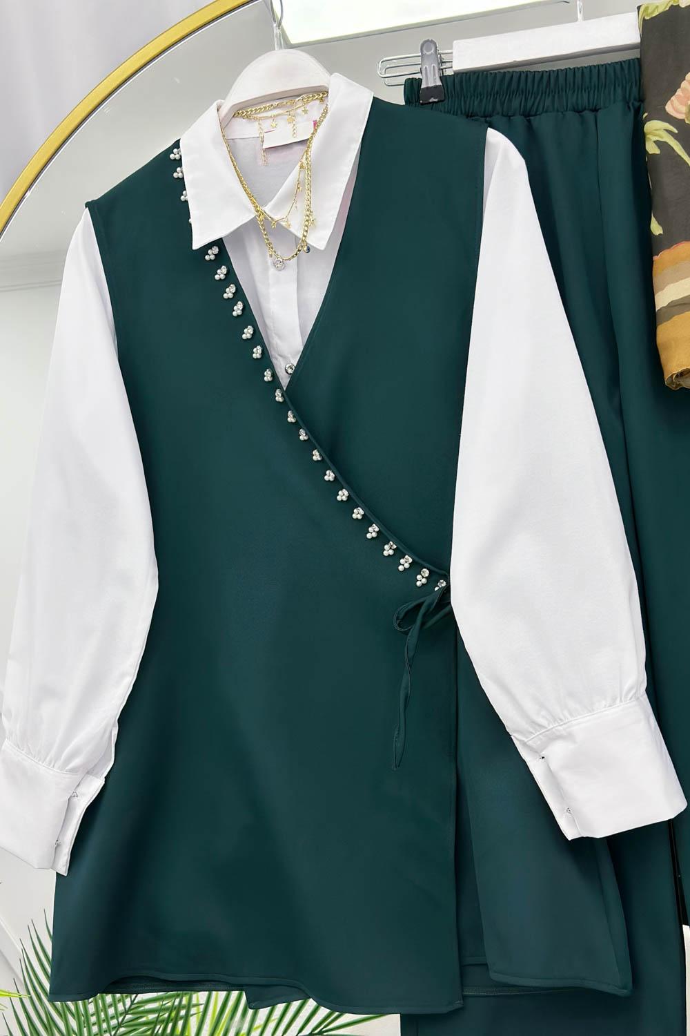 SIRATAŞ İŞLEMELİ KREP ÜÇLÜ TAKIM