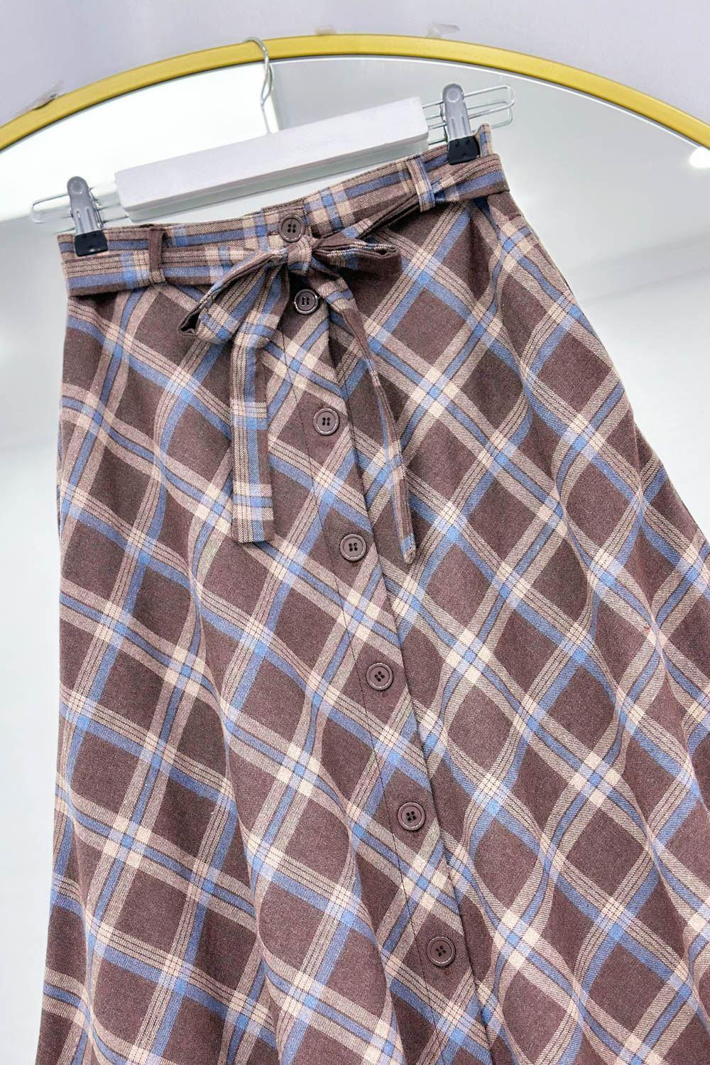 BOYDAN DÜĞMELİ KUŞAKLI ETEK