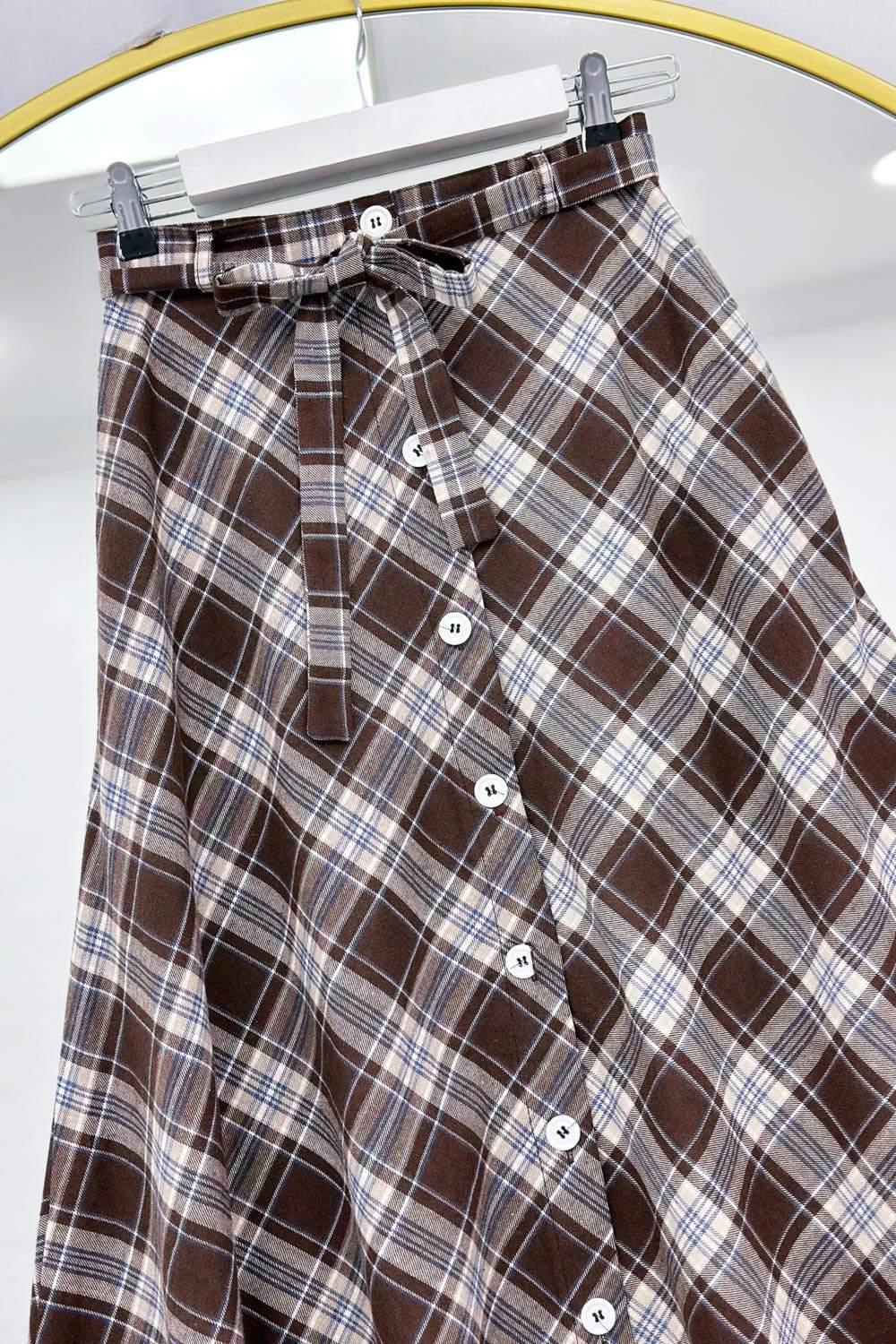 BOYDAN DÜĞMELİ KUŞAKLI ETEK