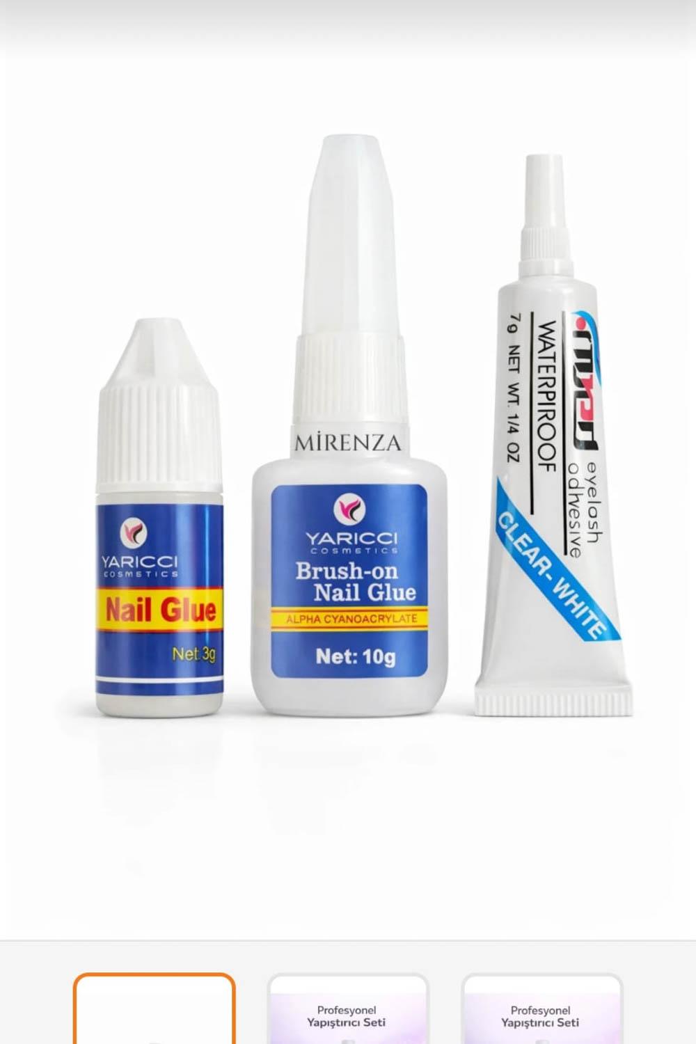 YARICCI 3LÜ SET FIRÇALI TAKMA TIRNAK KİRPİK YAPIŞTIRICISI