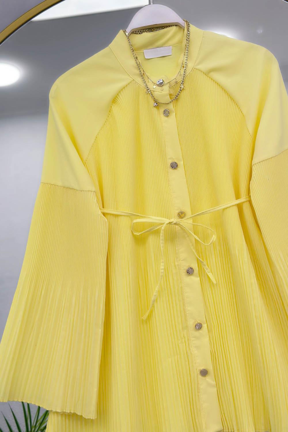 PİLİSE DETAYLI İPLİ GÖMLEK