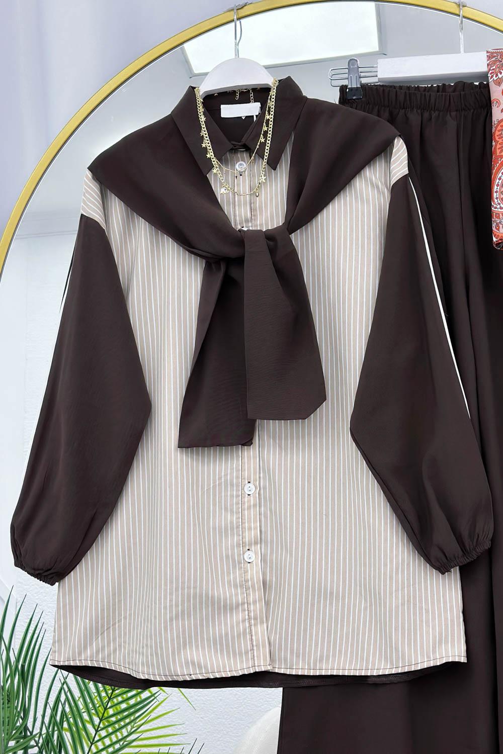 GÖMLEK BAĞLAMA DETAYLI MODAL TAKIM