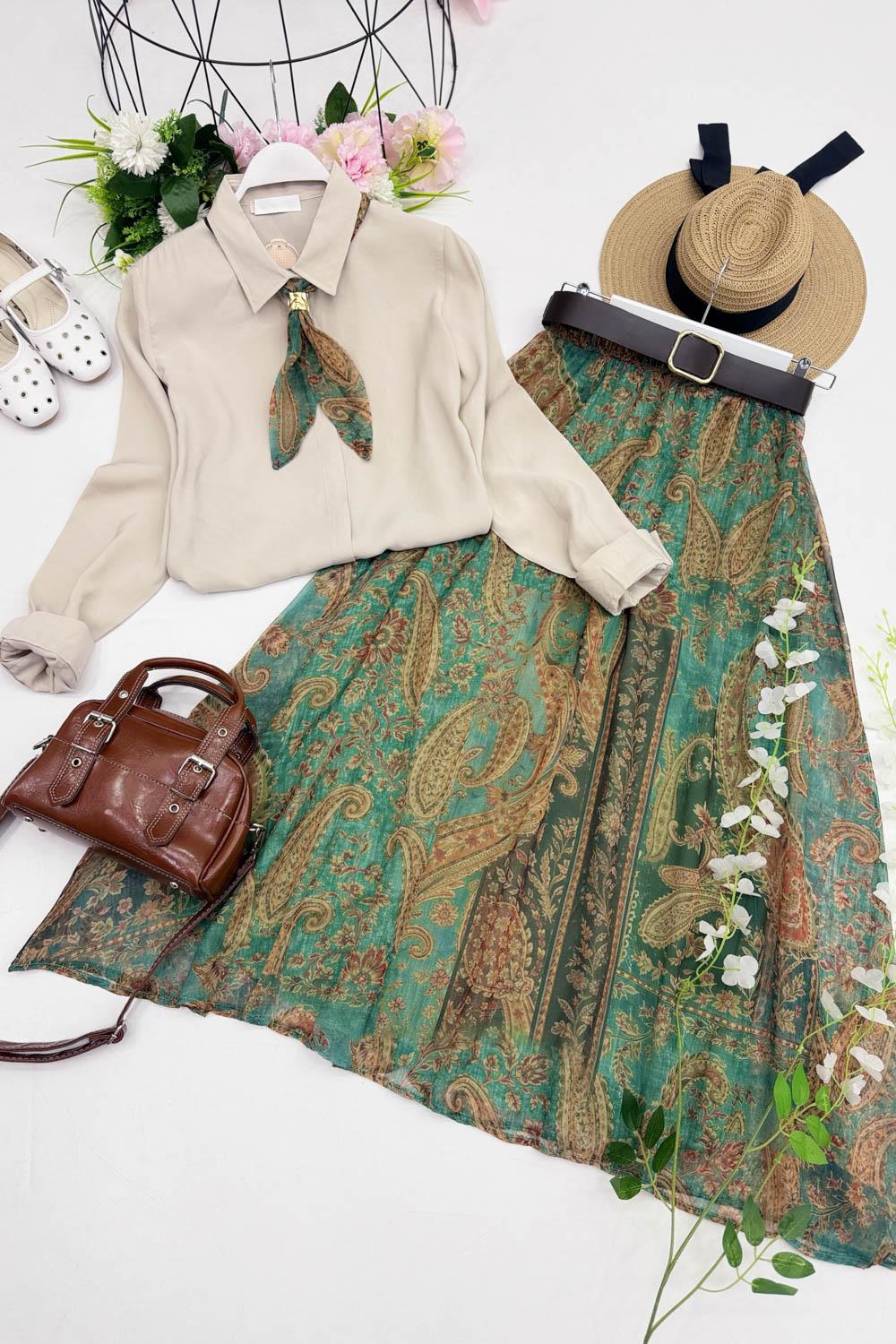 MODA FULARLI GÖMLEK ETEK TAKIM