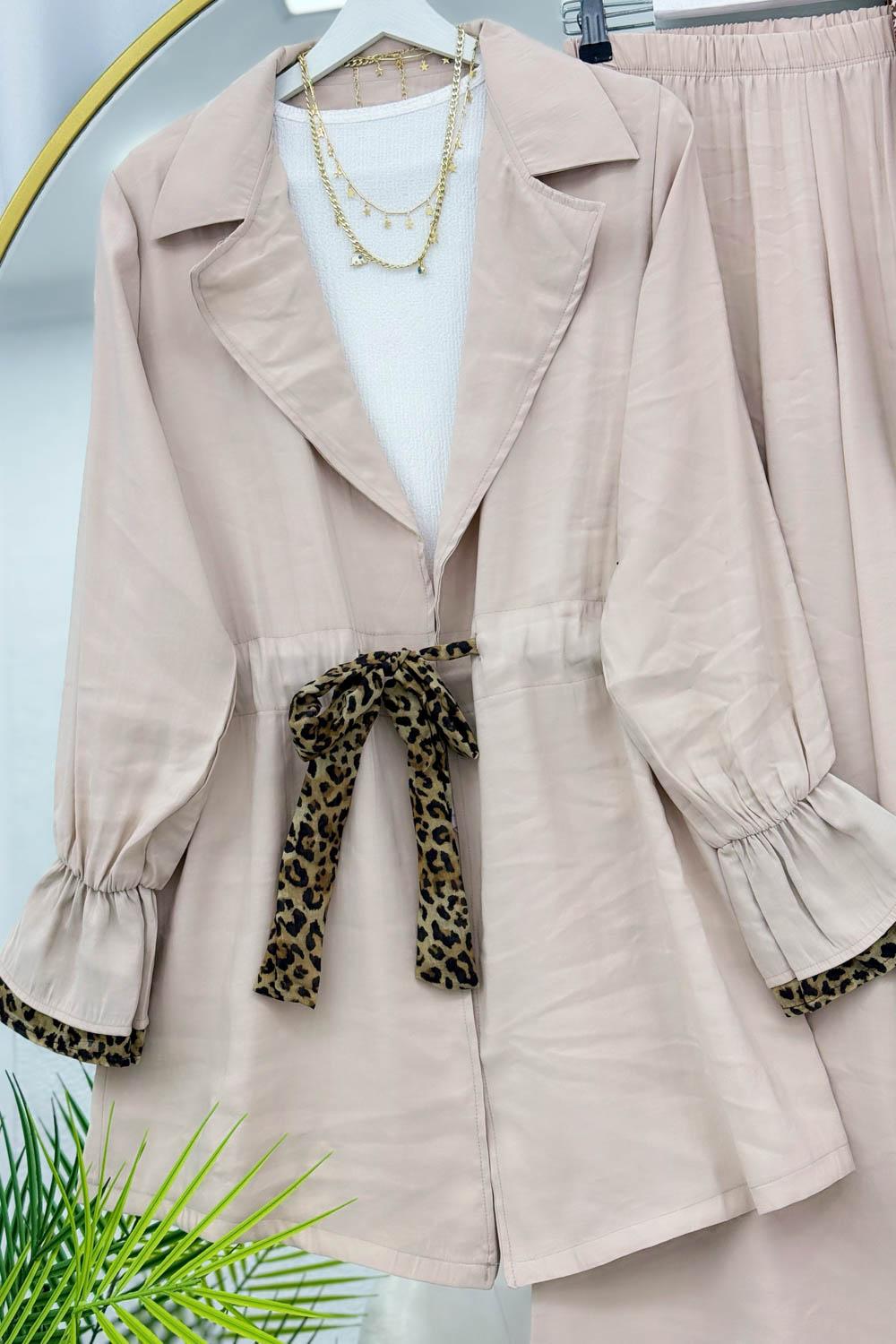 BELDEN LEOPAR BAĞLAMALI PANTOLON TAKIM