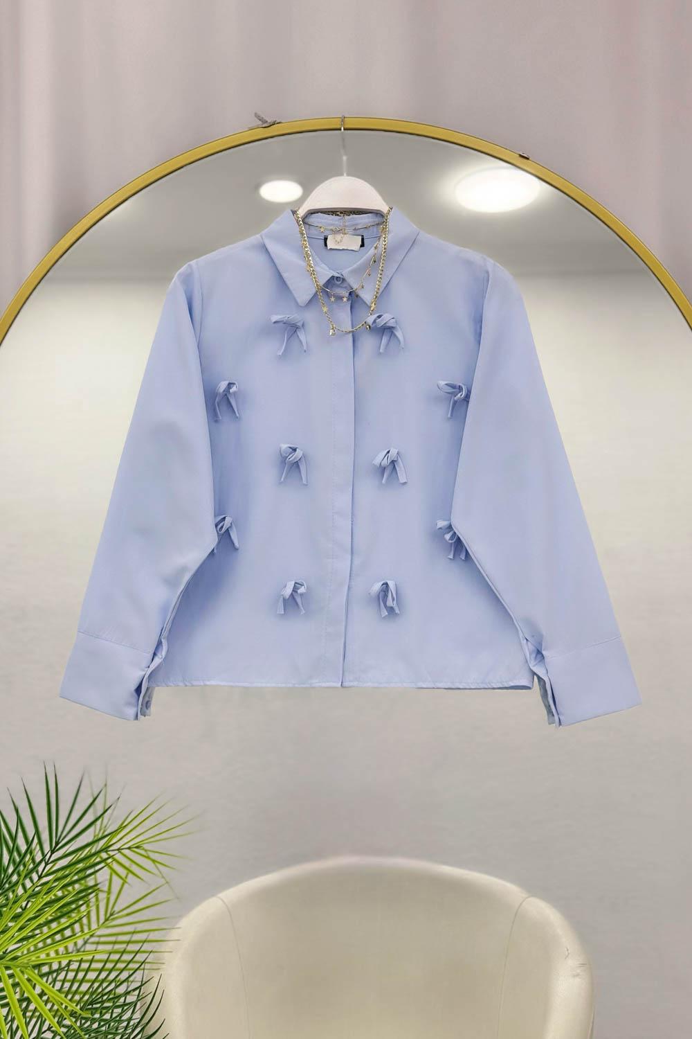 FİYONK DETAYLI KISA KADIN  GÖMLEK