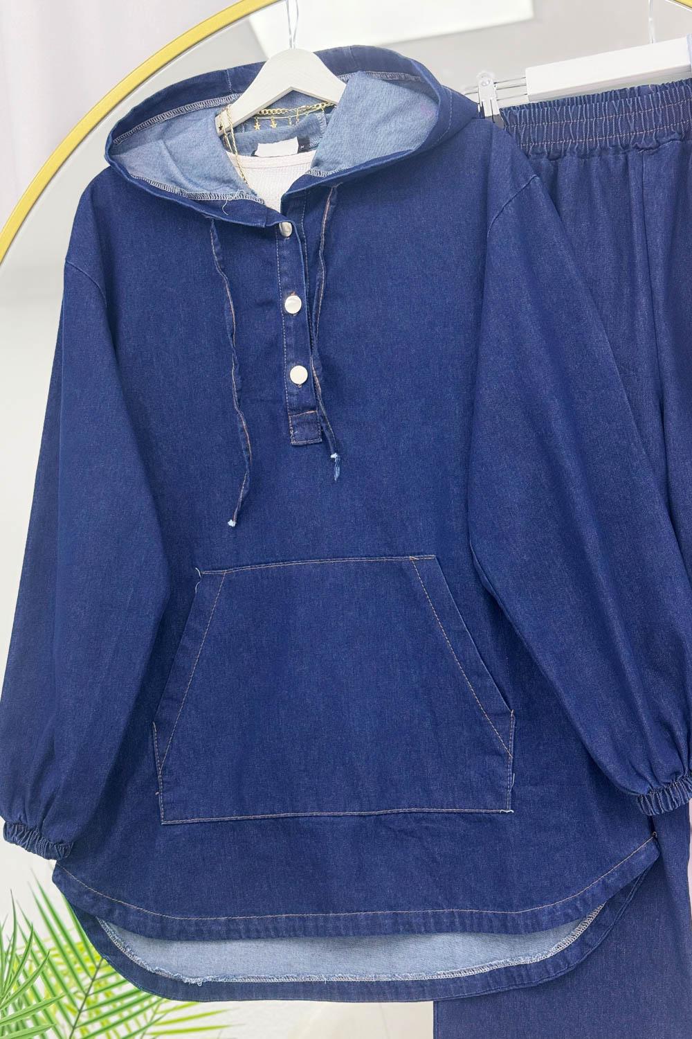 YARIM ÇITÇIT DÜĞMELİ KOT TAKIM