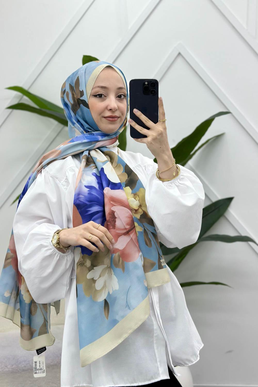 BAHAR ÇİÇEKLERİ DESENLİ PAMUK ŞAL