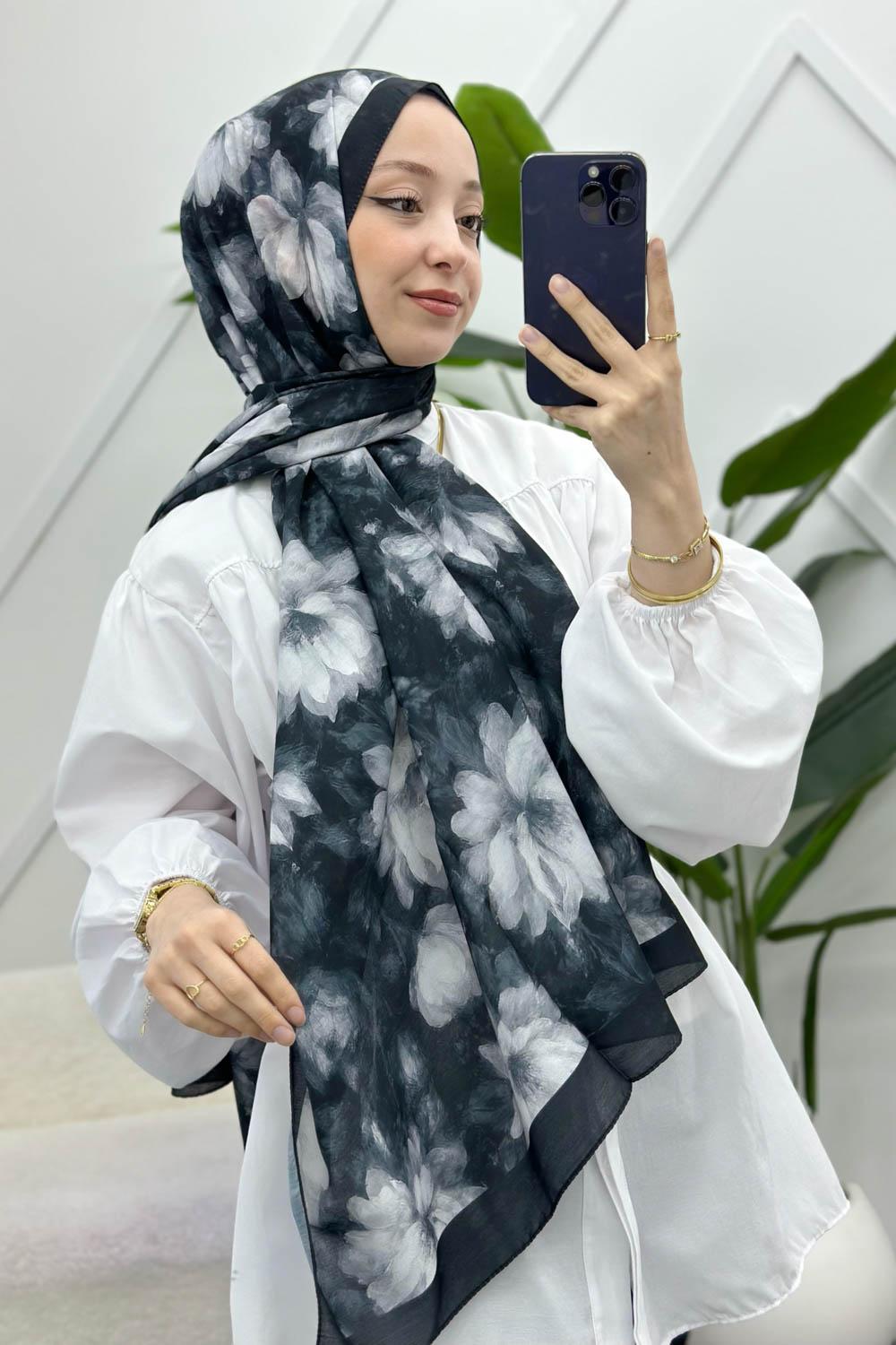 ZAMBAK ÇİÇEKLİ PAMUK ŞAL SERİSİ