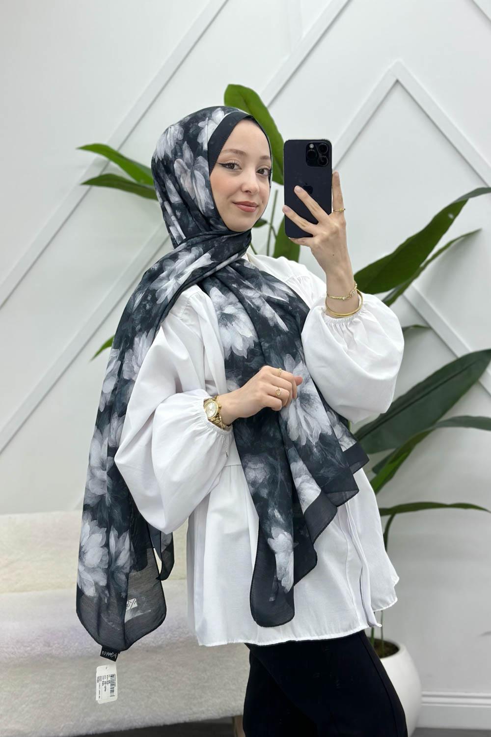 ZAMBAK ÇİÇEKLİ PAMUK ŞAL SERİSİ