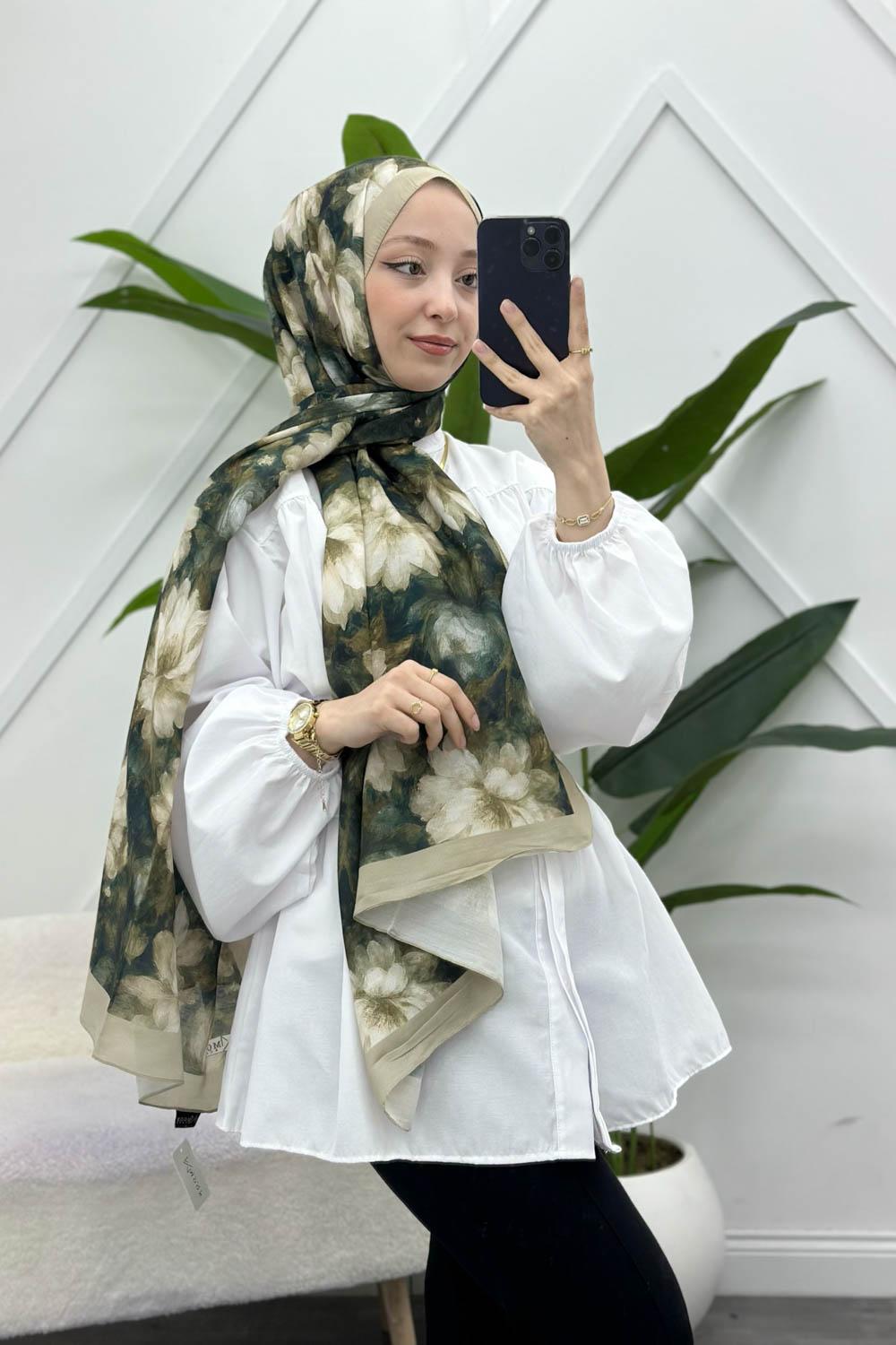 ZAMBAK ÇİÇEKLİ PAMUK ŞAL SERİSİ