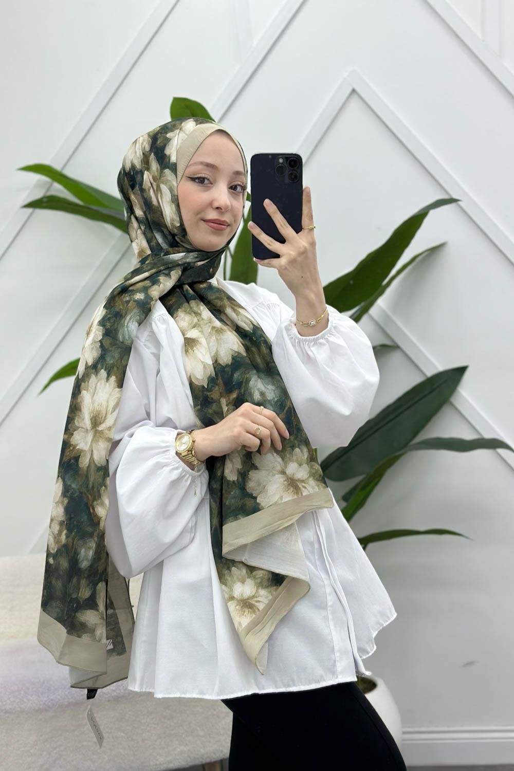 ZAMBAK ÇİÇEKLİ PAMUK ŞAL SERİSİ