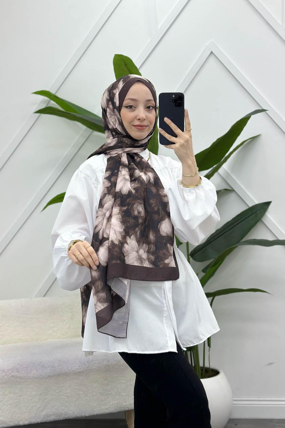 ZAMBAK ÇİÇEKLİ PAMUK ŞAL SERİSİ