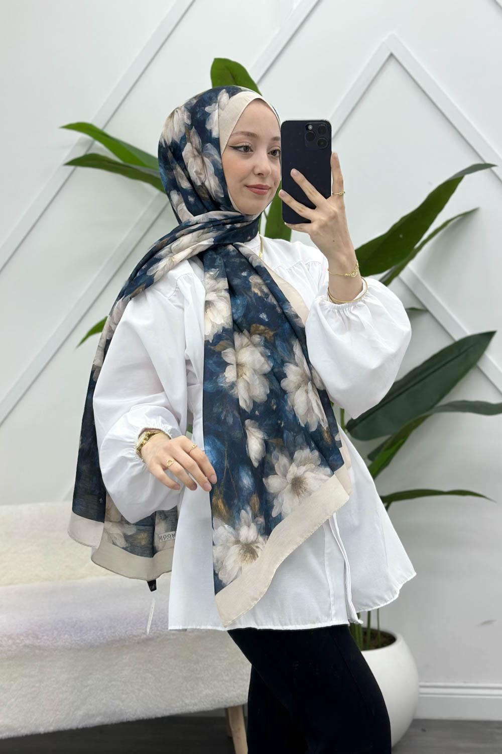 ZAMBAK ÇİÇEKLİ PAMUK ŞAL SERİSİ