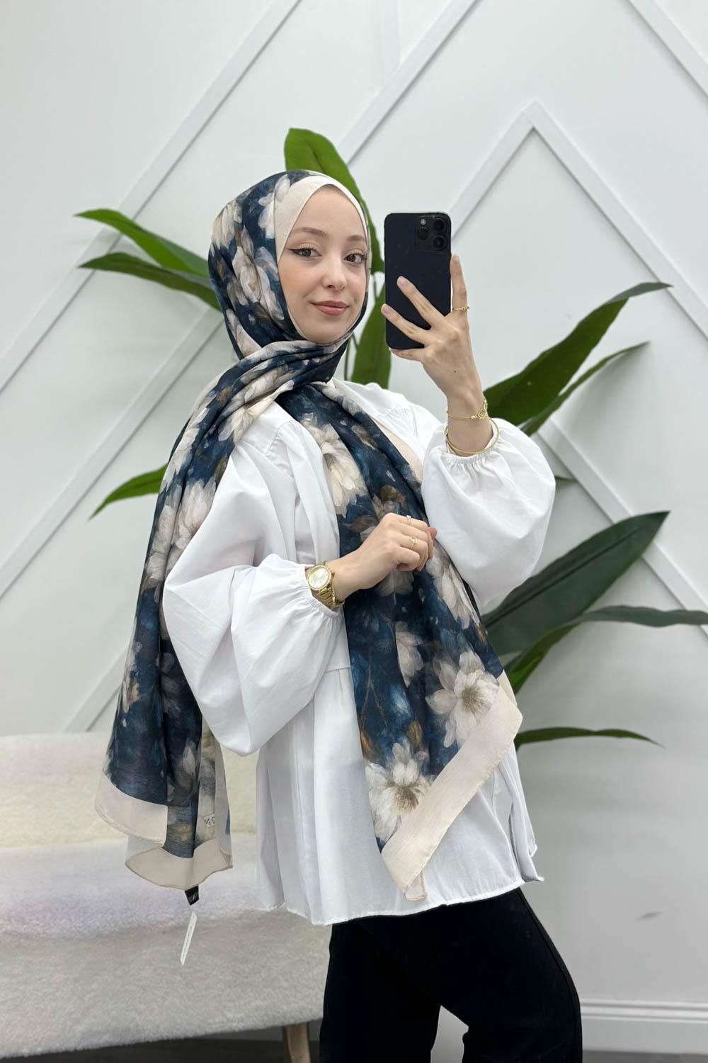 ZAMBAK ÇİÇEKLİ PAMUK ŞAL SERİSİ