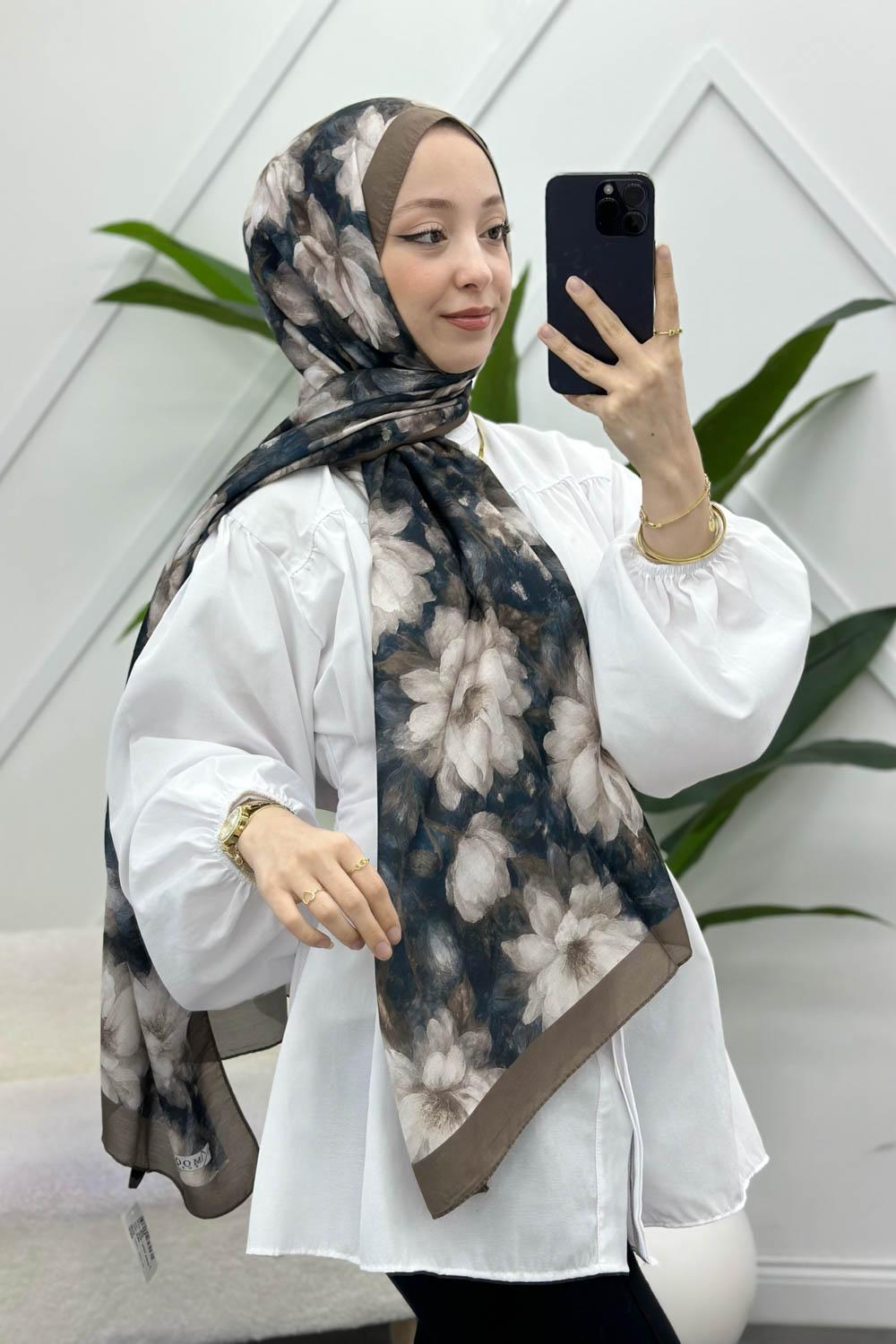 ZAMBAK ÇİÇEKLİ PAMUK ŞAL SERİSİ