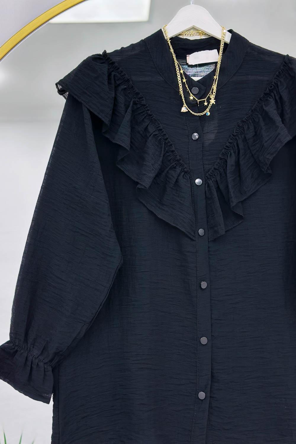 DÜĞME DETAYLI FIRFIRLI GÖMLEK