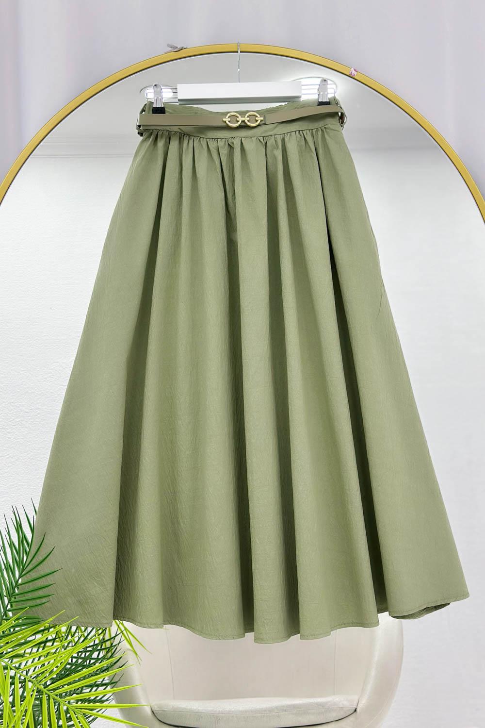 KEMERLİ BELİ LASTİKLİ ETEK