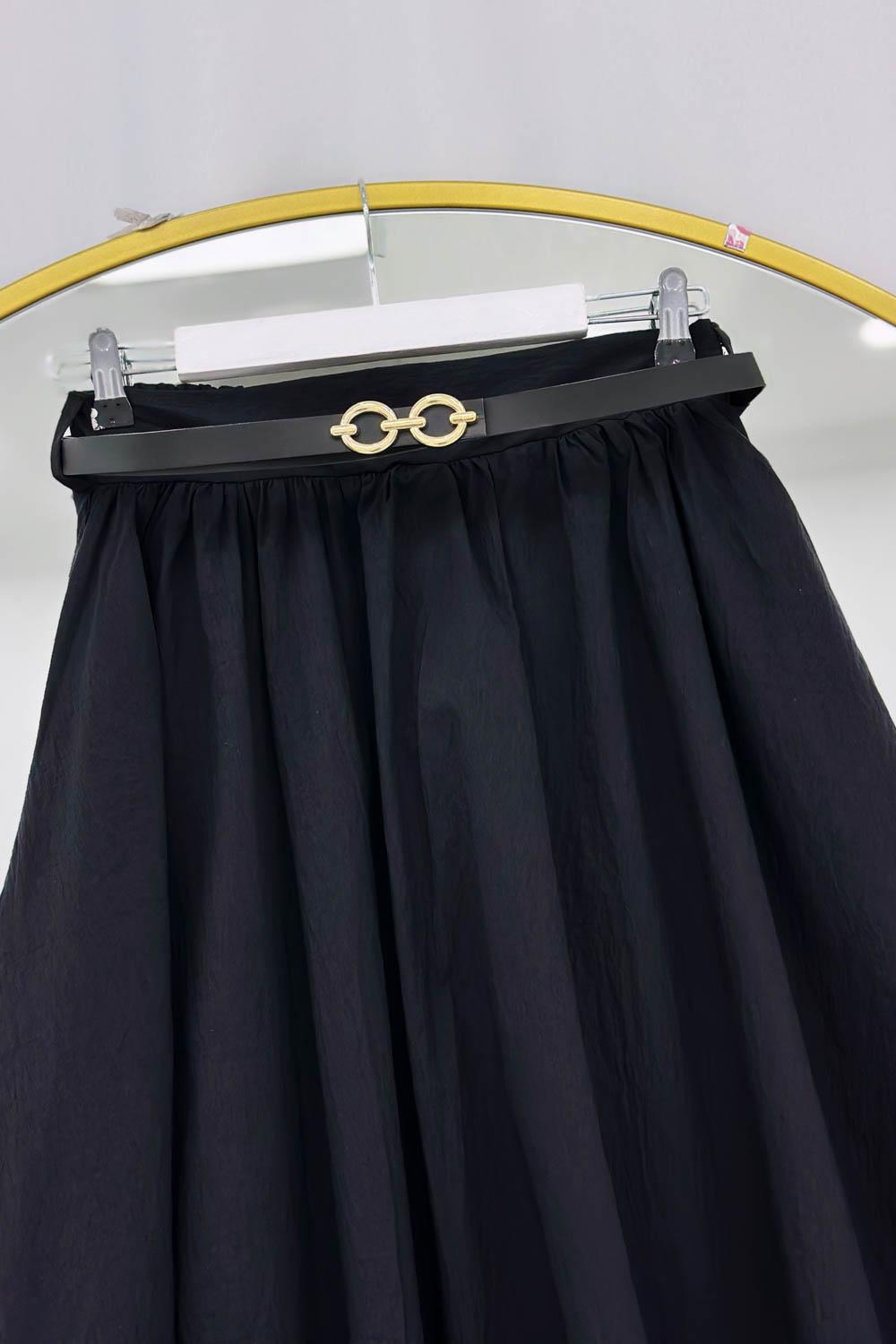 KEMERLİ BELİ LASTİKLİ ETEK