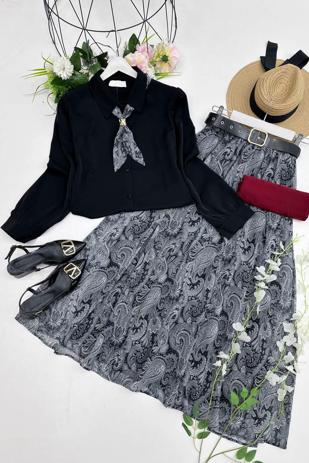 MAYA  FULARLI GÖMLEK ETEK TAKIM