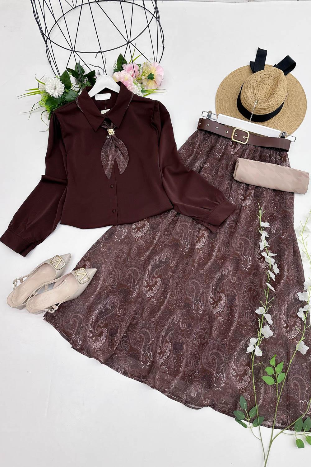 MAYA  FULARLI GÖMLEK ETEK TAKIM