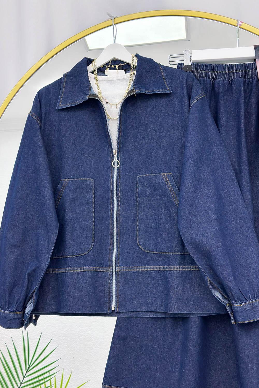 YANLARI CEPLİ ETEKLİ KOT TAKIM