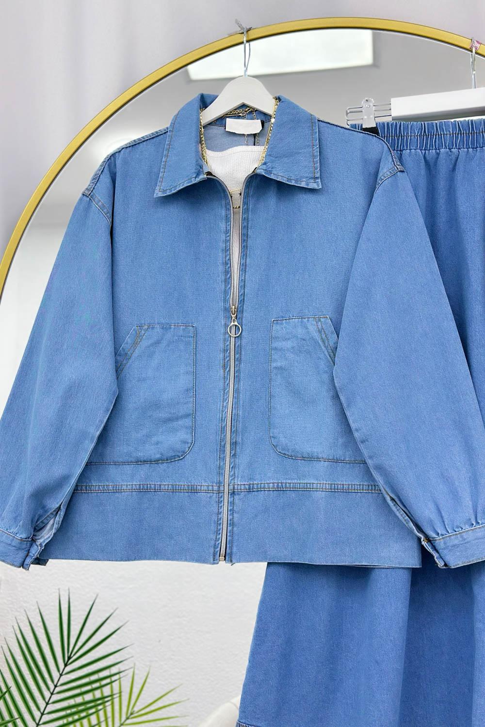 YANLARI CEPLİ ETEKLİ KOT TAKIM