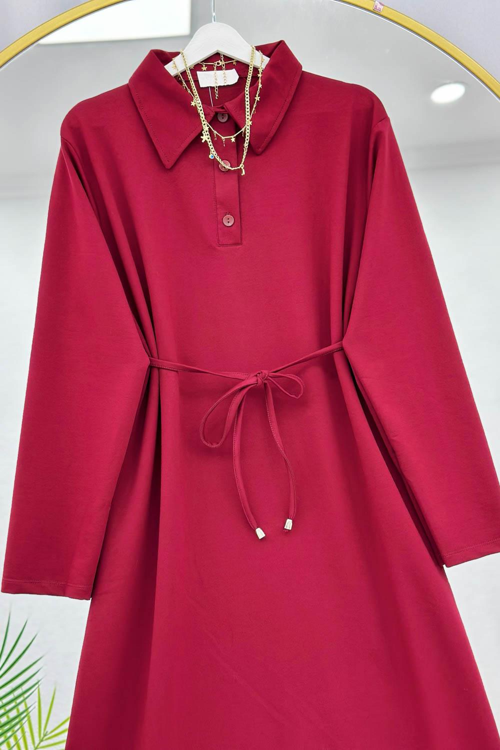 YARIM DÜĞMELİ BOYDAN ELBİSE