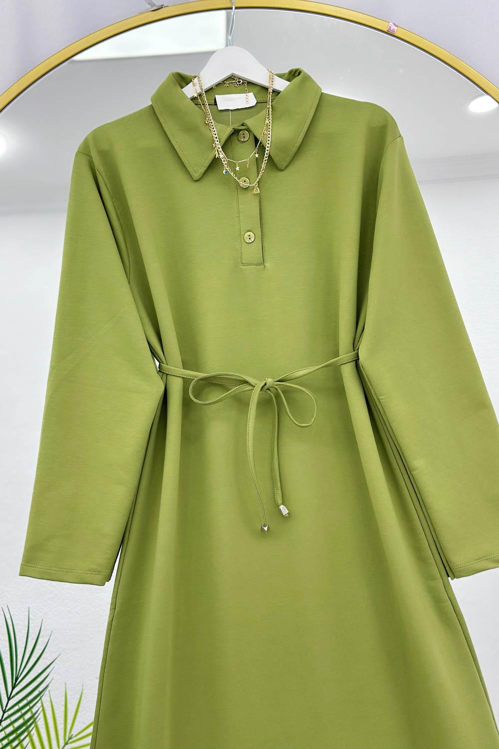 YARIM DÜĞMELİ BOYDAN ELBİSE