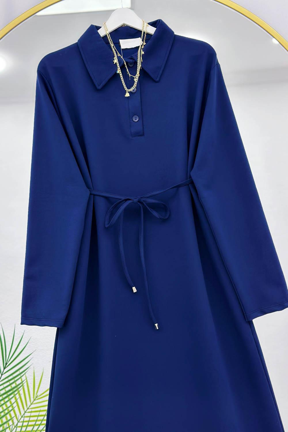 YARIM DÜĞMELİ BOYDAN ELBİSE