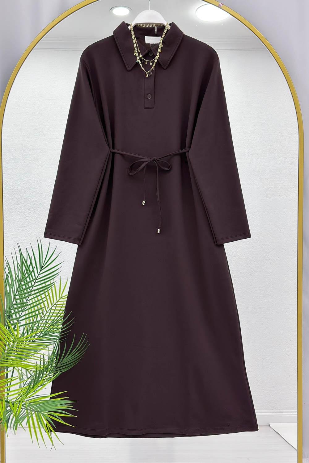 YARIM DÜĞMELİ BOYDAN ELBİSE