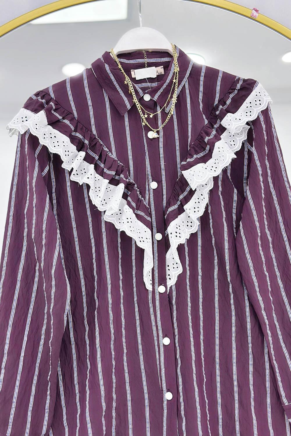 DÜĞME DETAYLI FIRFIRLI GÖMLEK