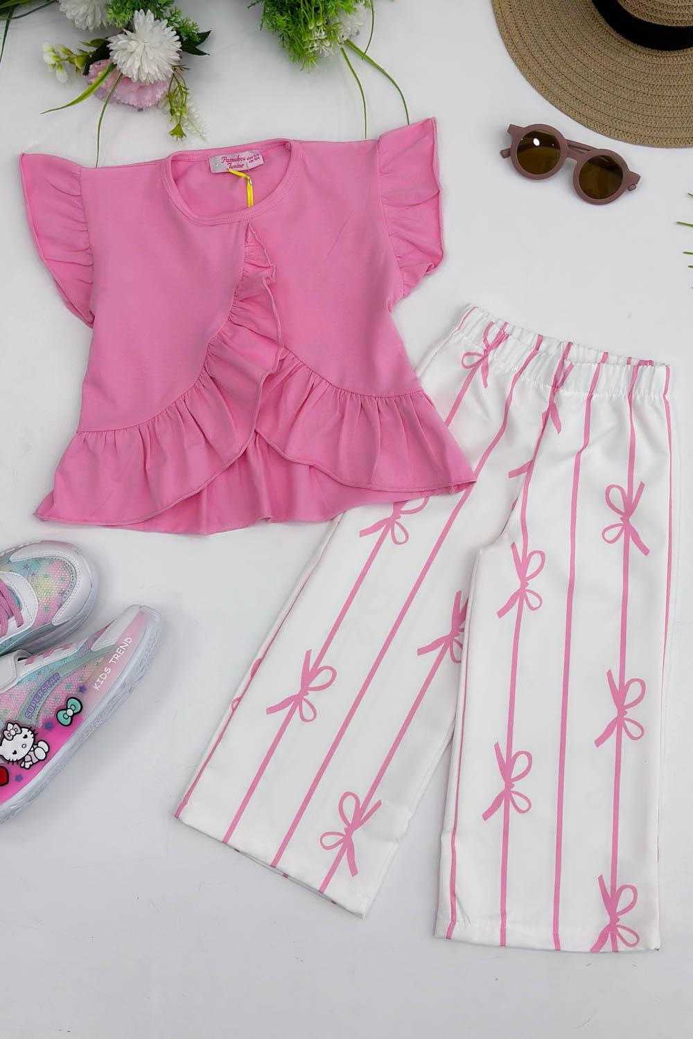 PANTOLONU FİYONK DETAYLI KIZ ÇOCUK TAKIMI