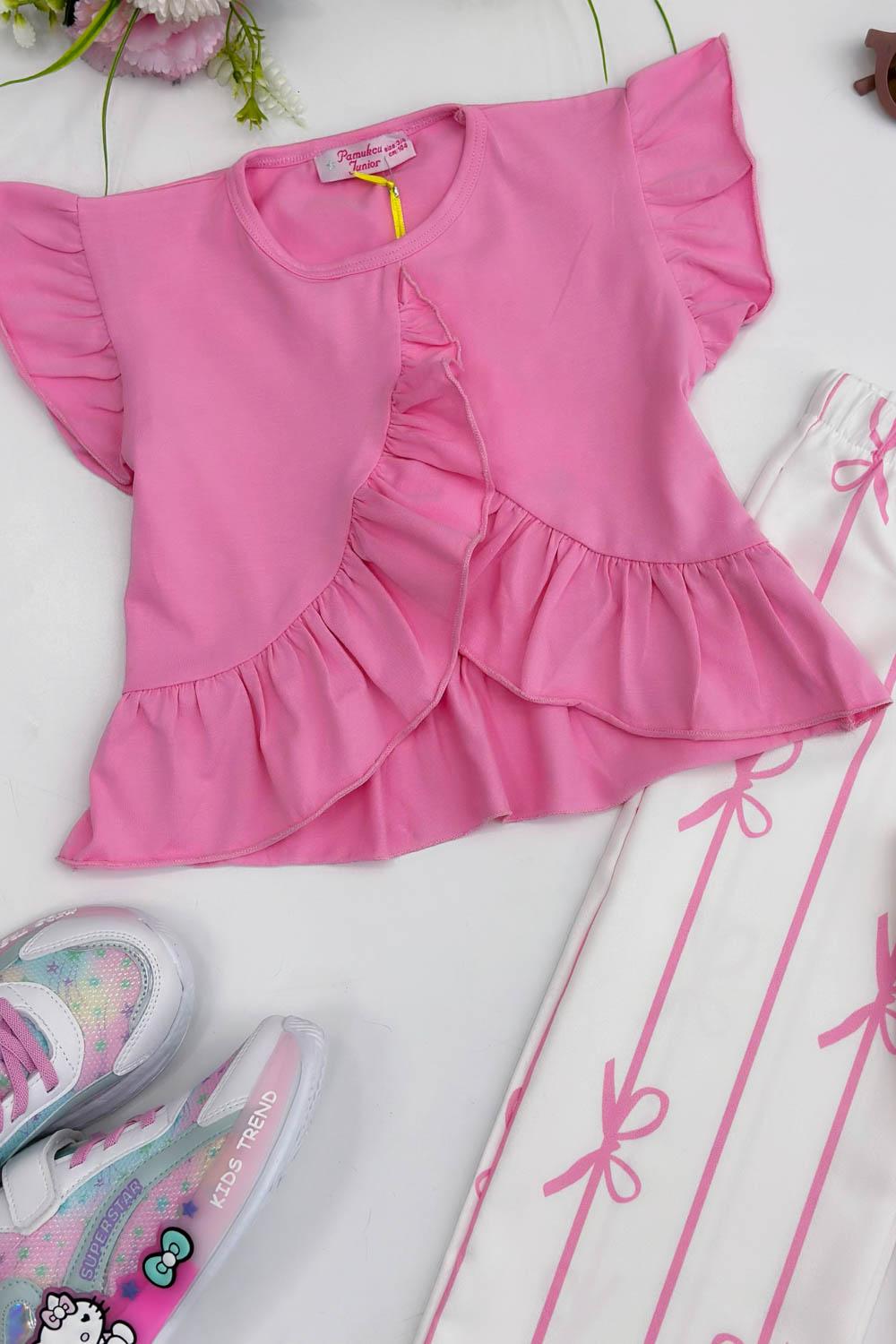 PANTOLONU FİYONK DETAYLI KIZ ÇOCUK TAKIMI