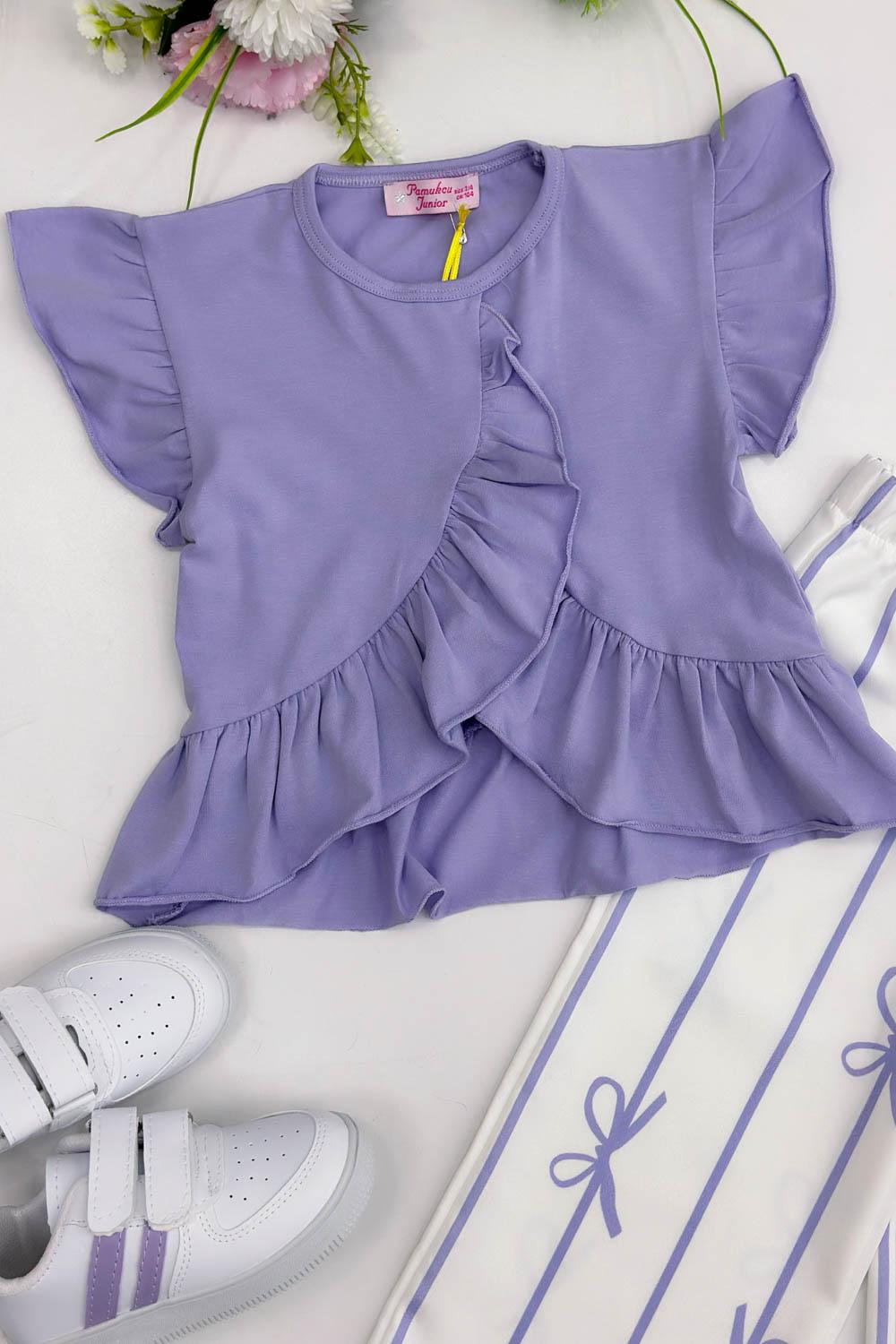 PANTOLONU FİYONK DETAYLI KIZ ÇOCUK TAKIMI