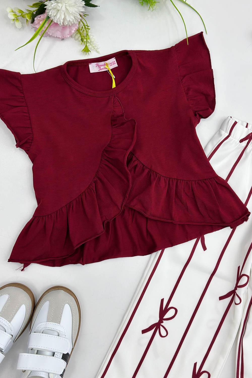 PANTOLONU FİYONK DETAYLI KIZ ÇOCUK TAKIMI