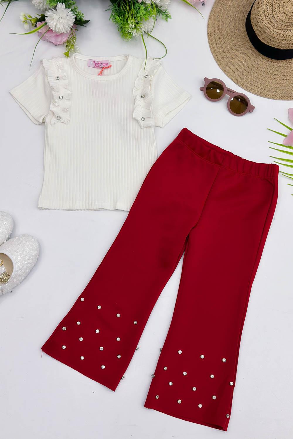 TAŞLI İSPANYOL PAÇA KIZ ÇOCUK TAKIM