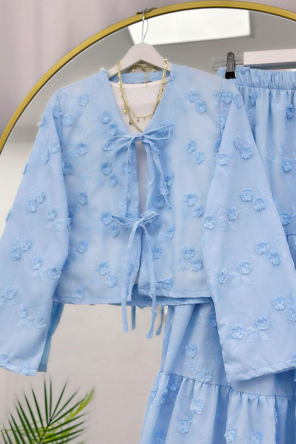 ÇİÇEK NAKIŞLI KİMONO ETEK TAKIM